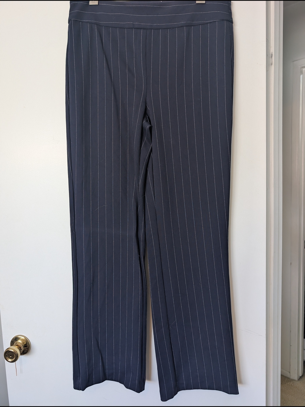 Jones New York Navy Pinstripe Wide-Leg Dress Pants